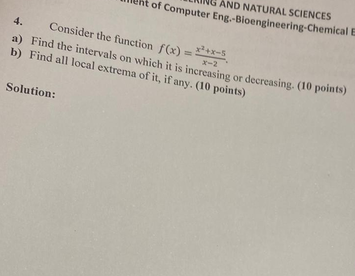 AND NATURAL SCIENCES a ) Find the interv function