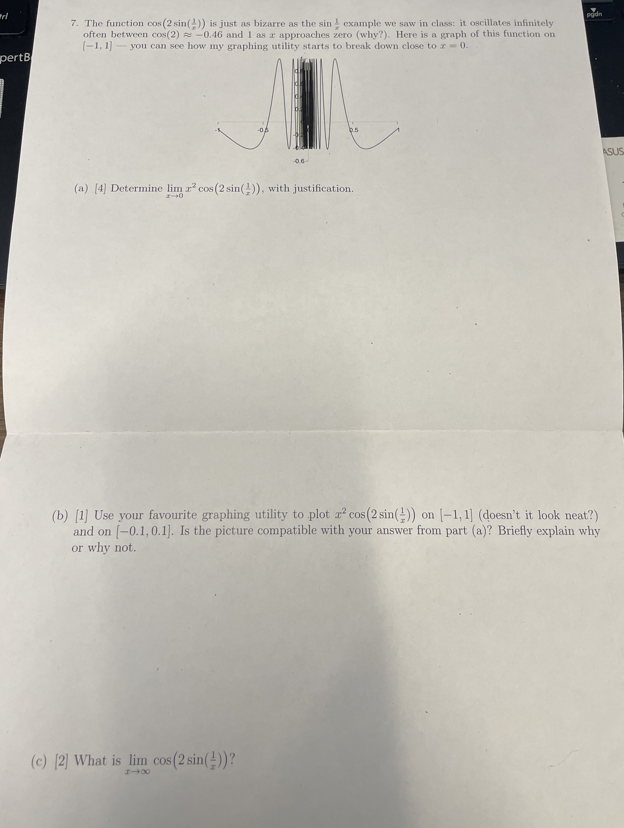 The function c o s ( 2 s i n ( 1 x ) ) is just as