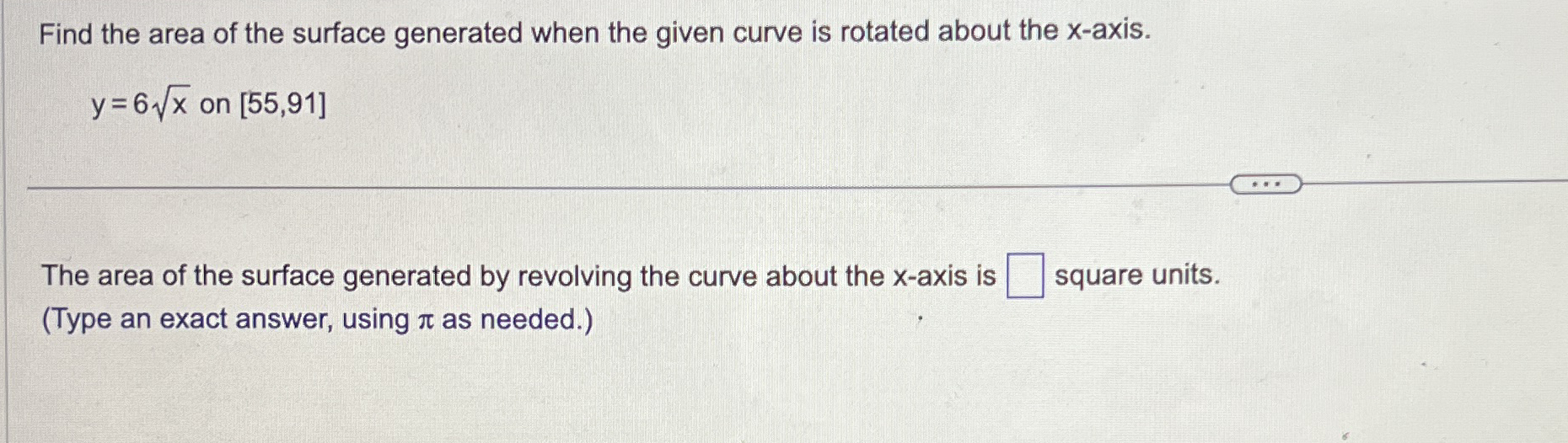 Find the area of the surface generated when the