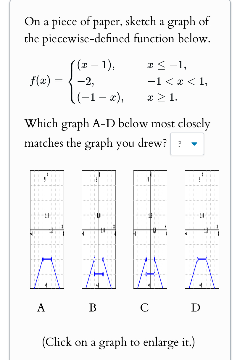 On a piece of paper, sketch a graph of the