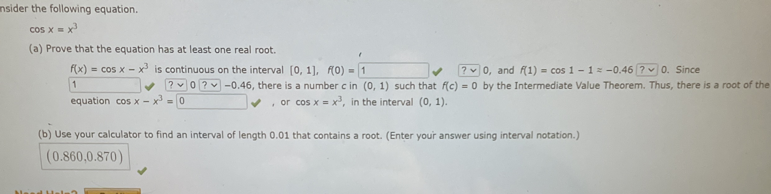 nsider the following equation. c o s x = x 3 ( a