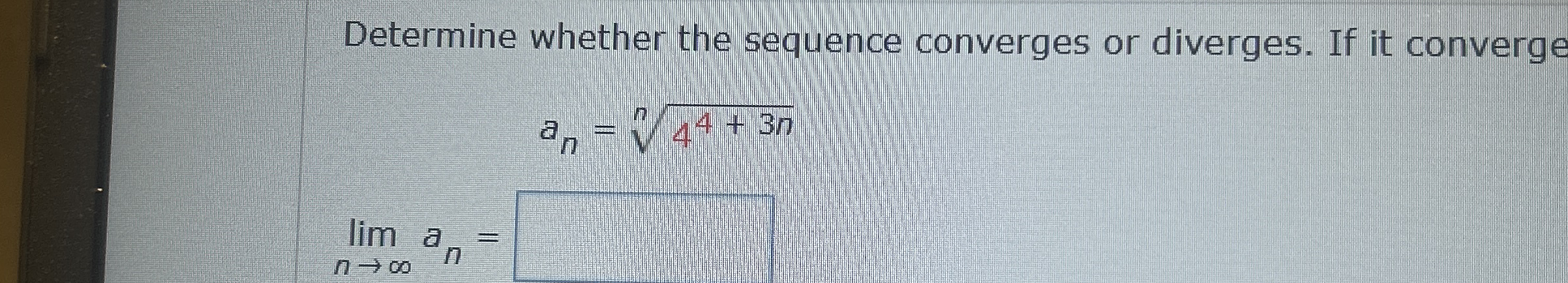 Determine whether the sequence converges or