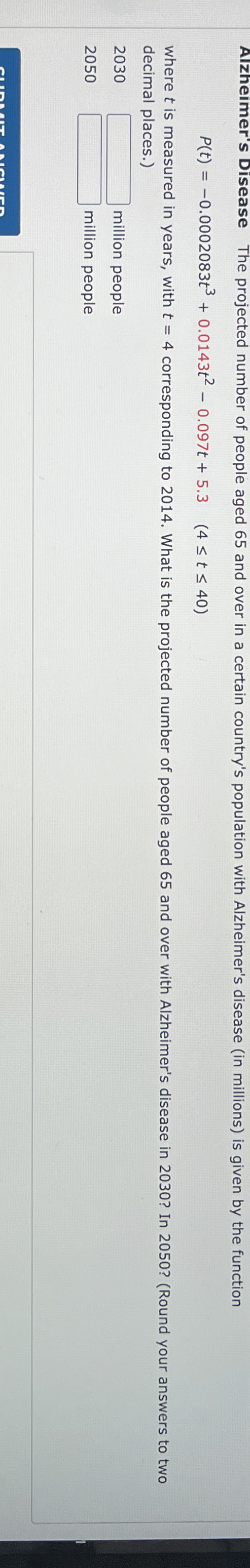 Alzheimer's Disease The projected number of