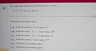 Give a geametric description of the following set