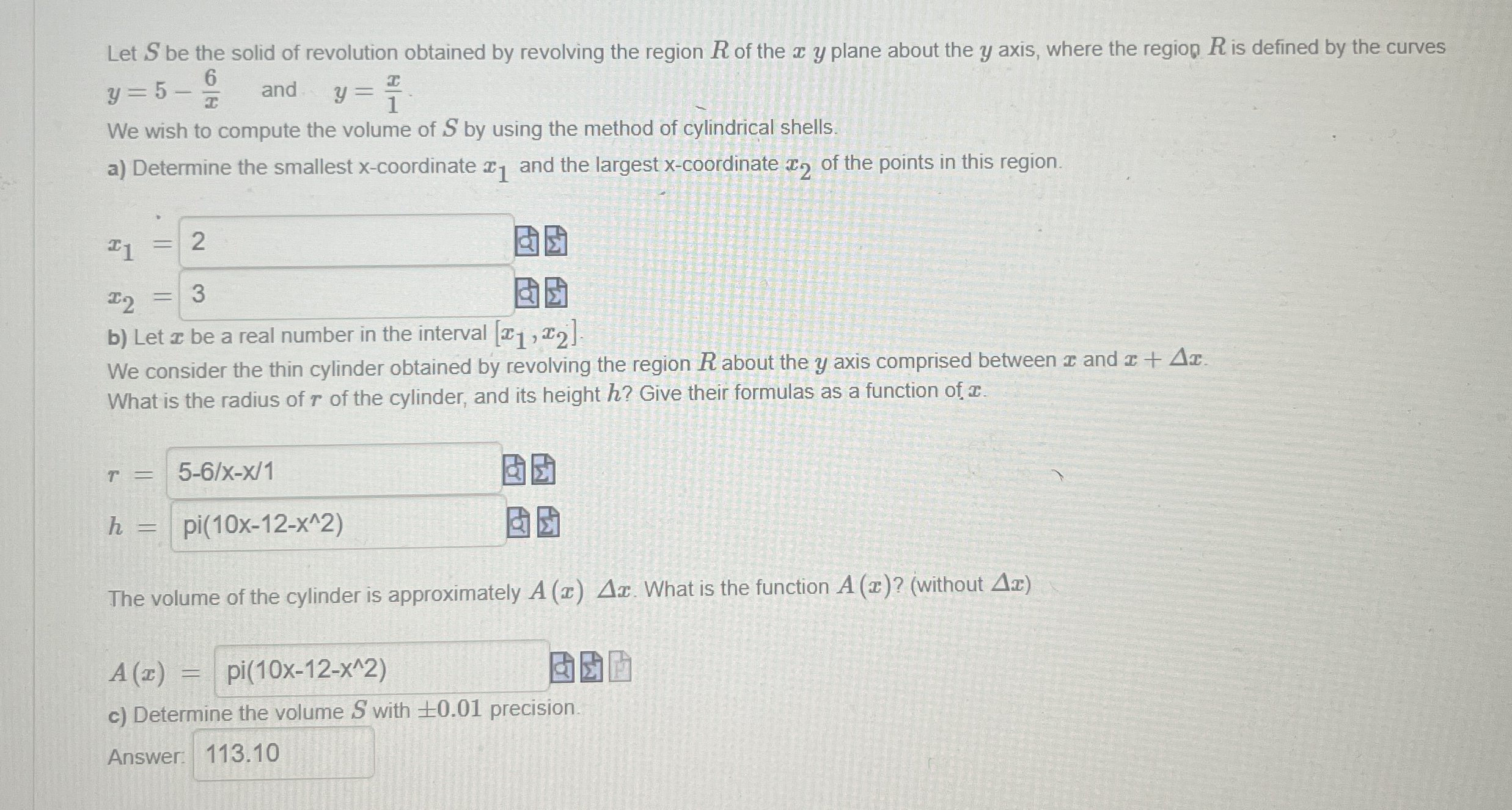 Let S be the solid of revolution obtained by