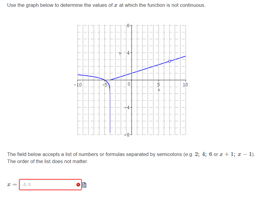 Use the graph below to determine the values of xx