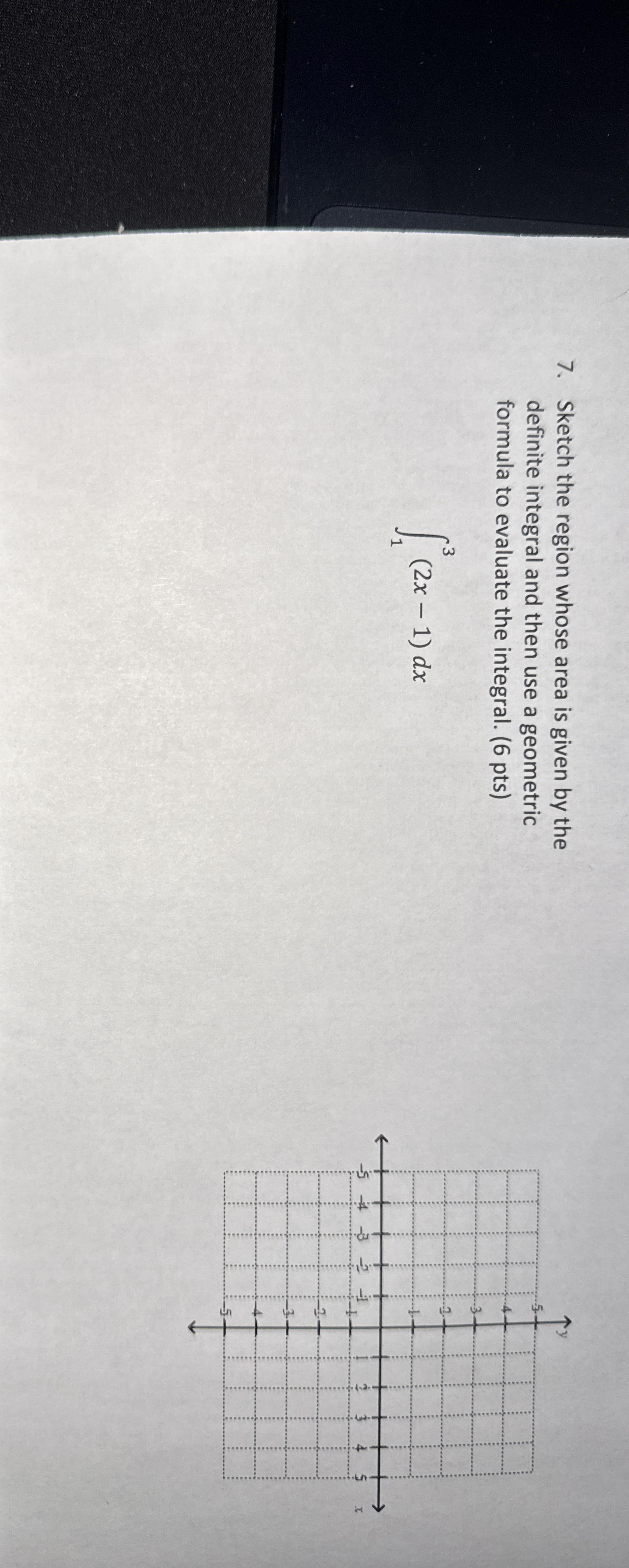 Sketch the region whose area is given by the