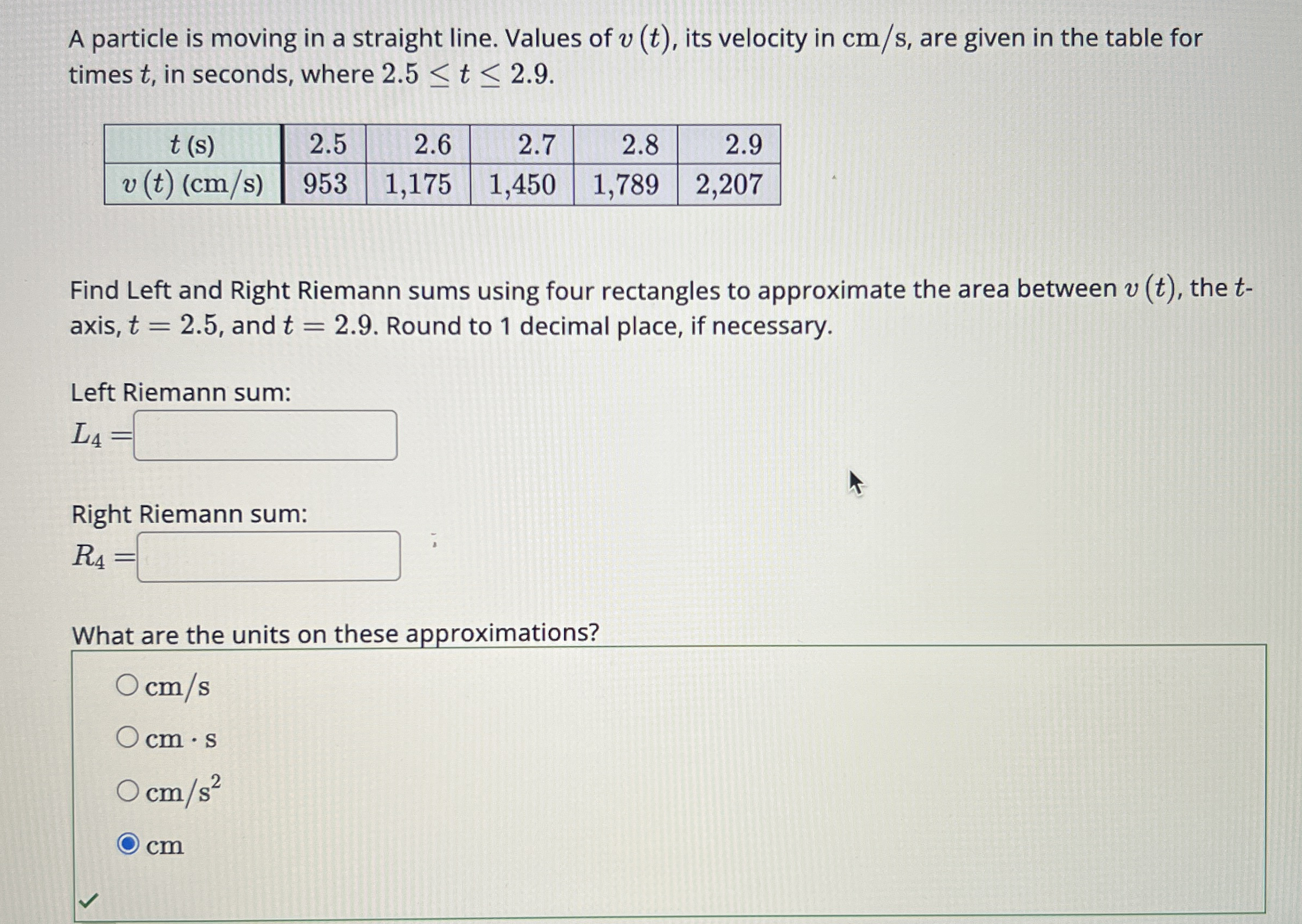 A particle is moving in a straight line. Values