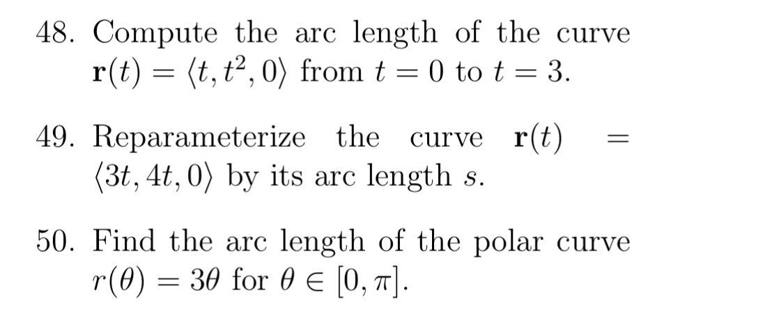 Compute the arc length of the curve r ( t ) = ( :