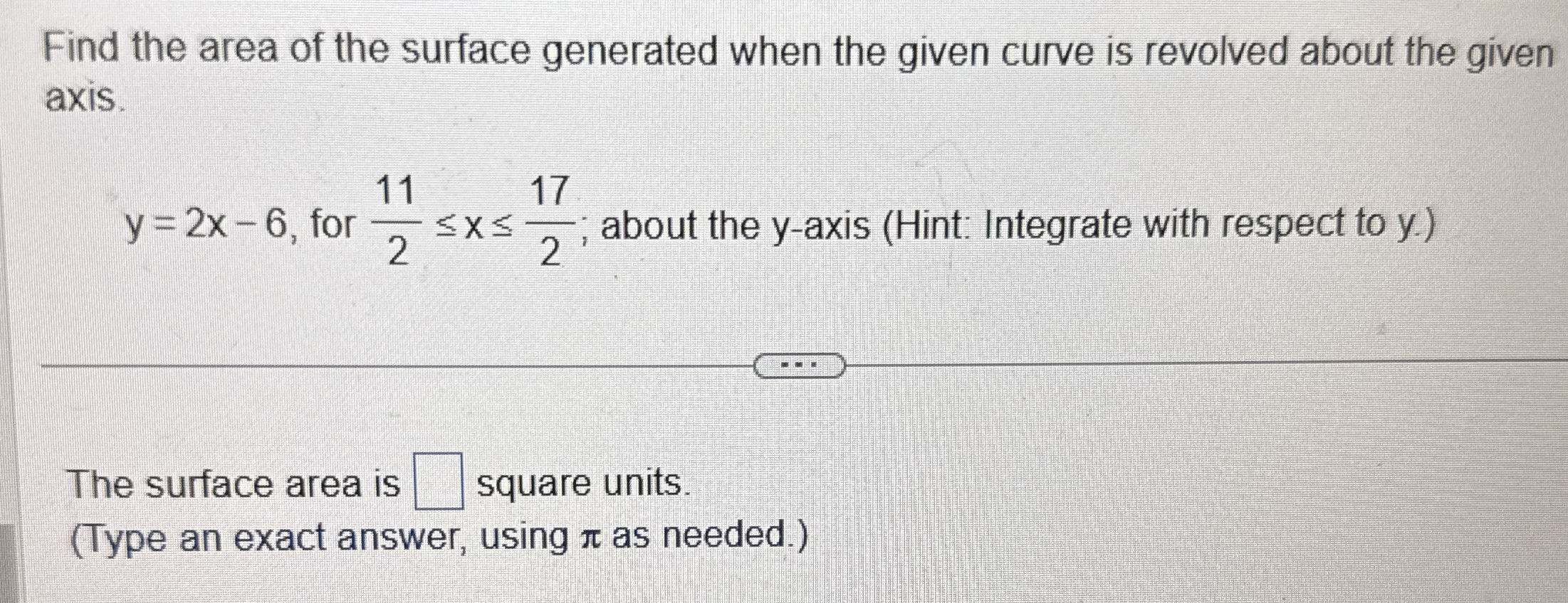 Find the area of the surface generated when the