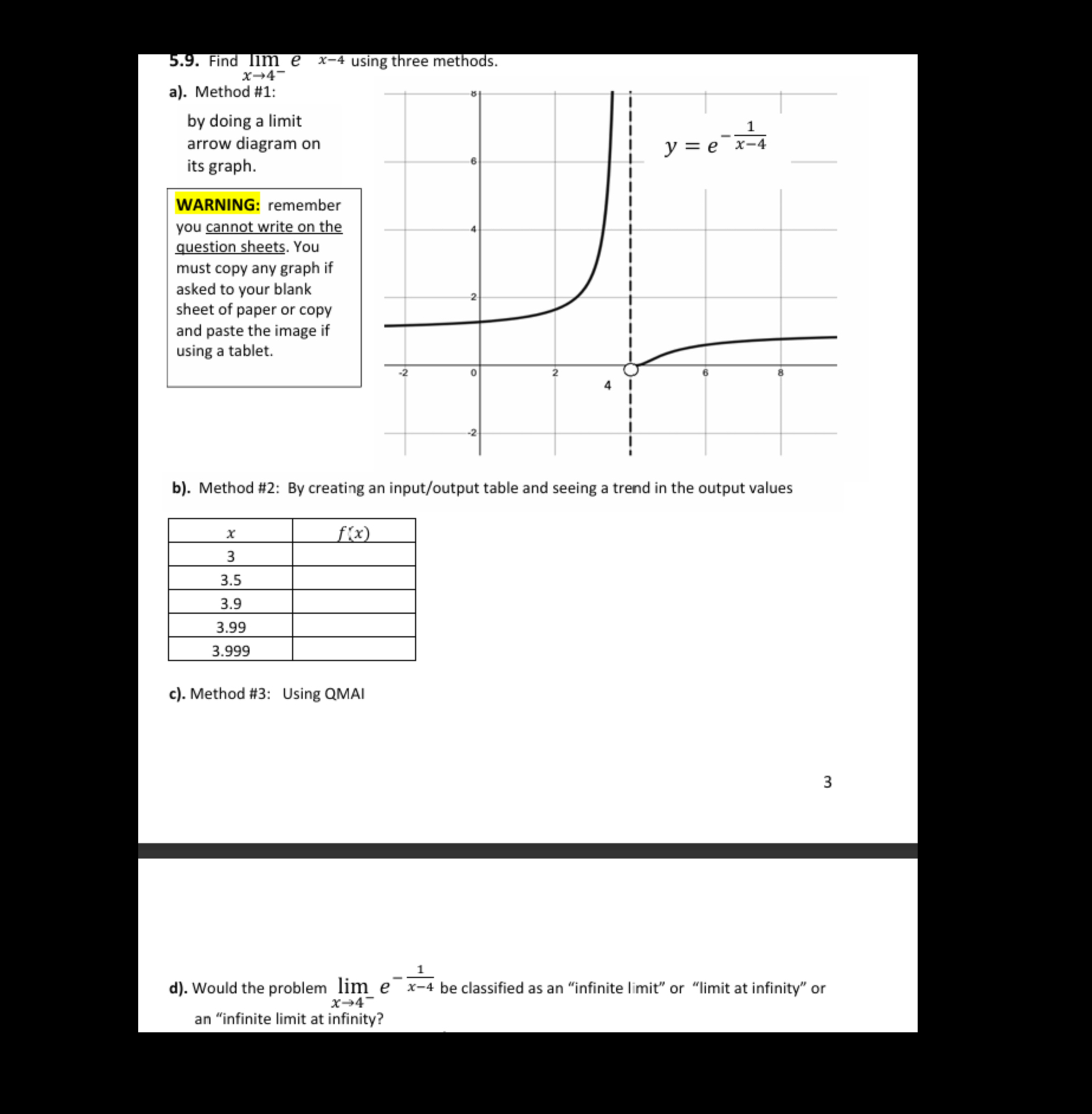 5 . 9 . Find lim x 4 - e x - 4 using three