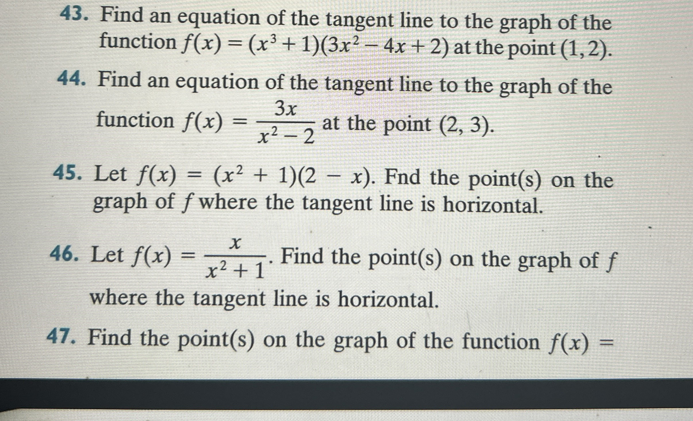 Find an equation of the tangent line to the graph