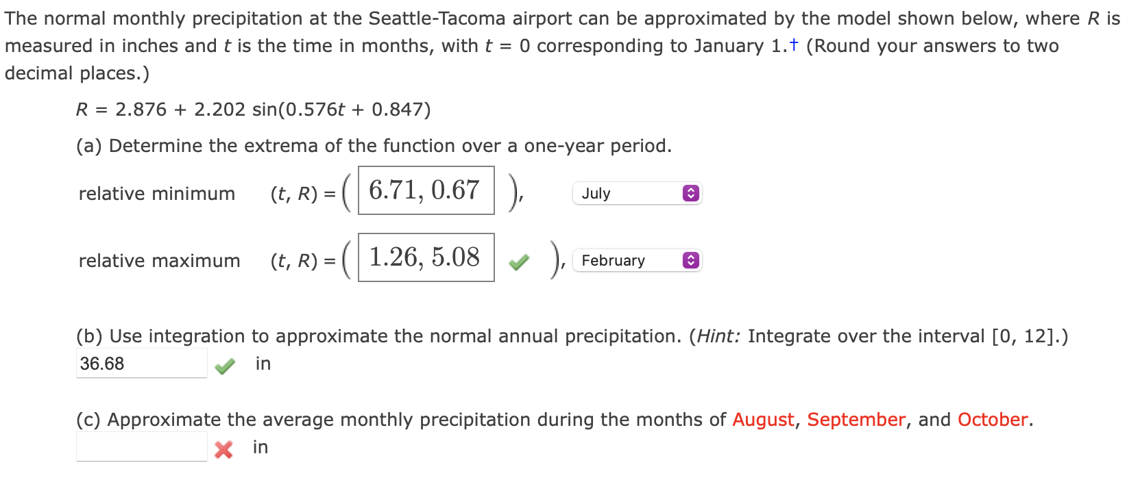 The normal monthly precipitation at the Seattle -