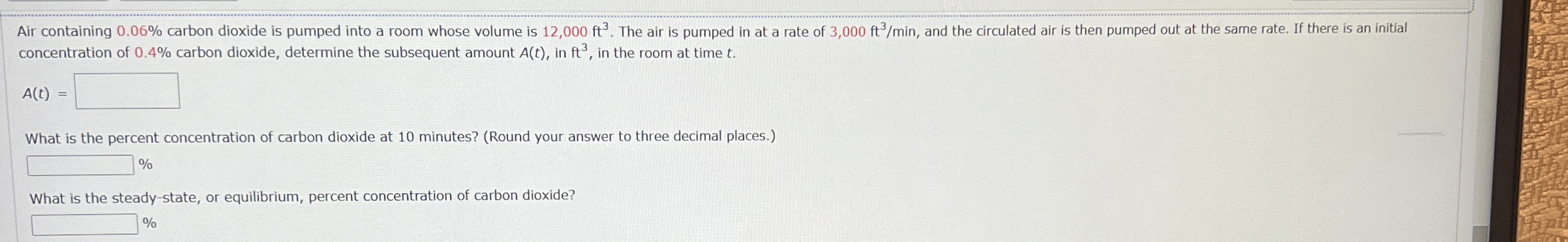 Air containing 0 . 0 6 % carbon dioxide is pumped