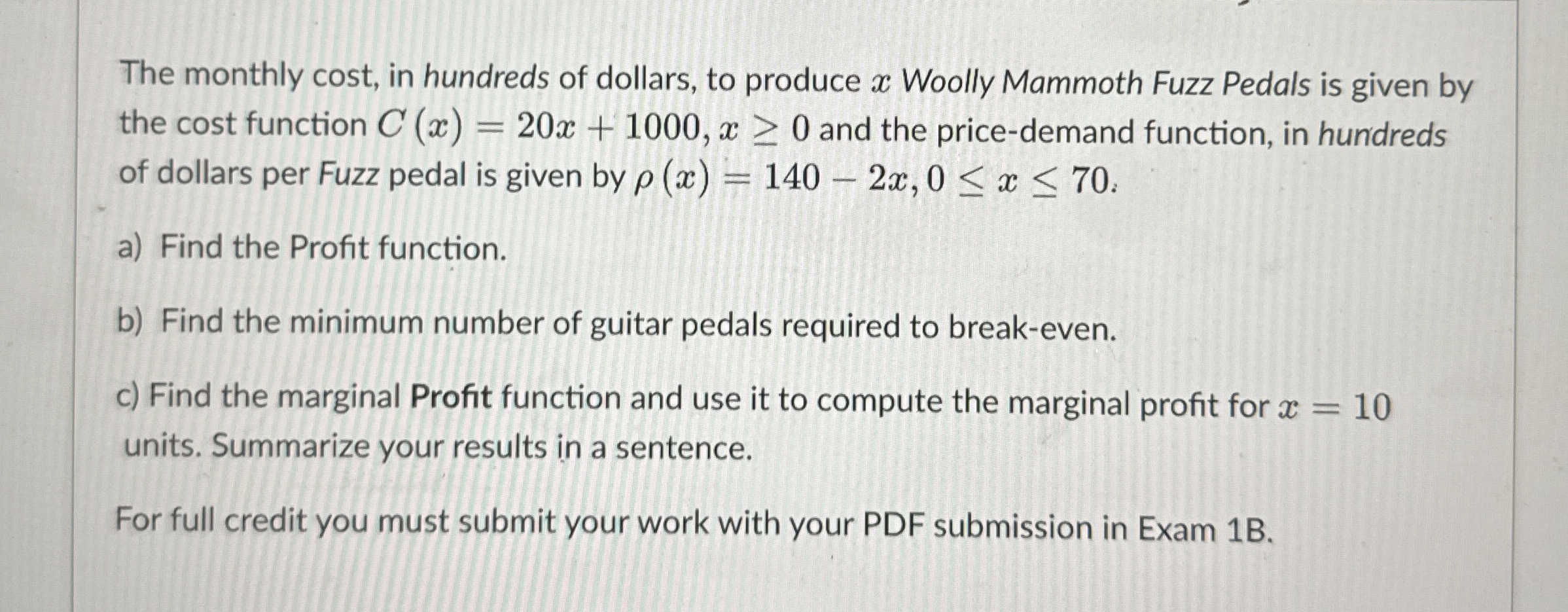 The monthly cost, in hundreds of dollars, to