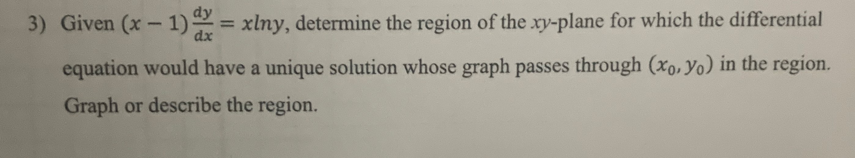 Given ( x - 1 ) d y d x = x l n y , determine the