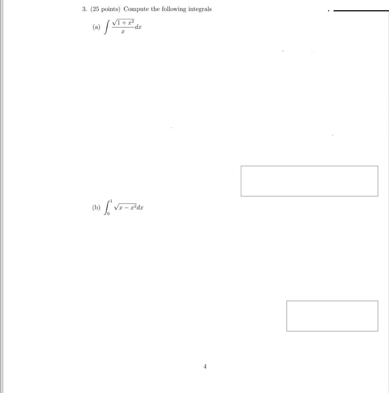 ( 2 5 points ) Compute the following integrals (