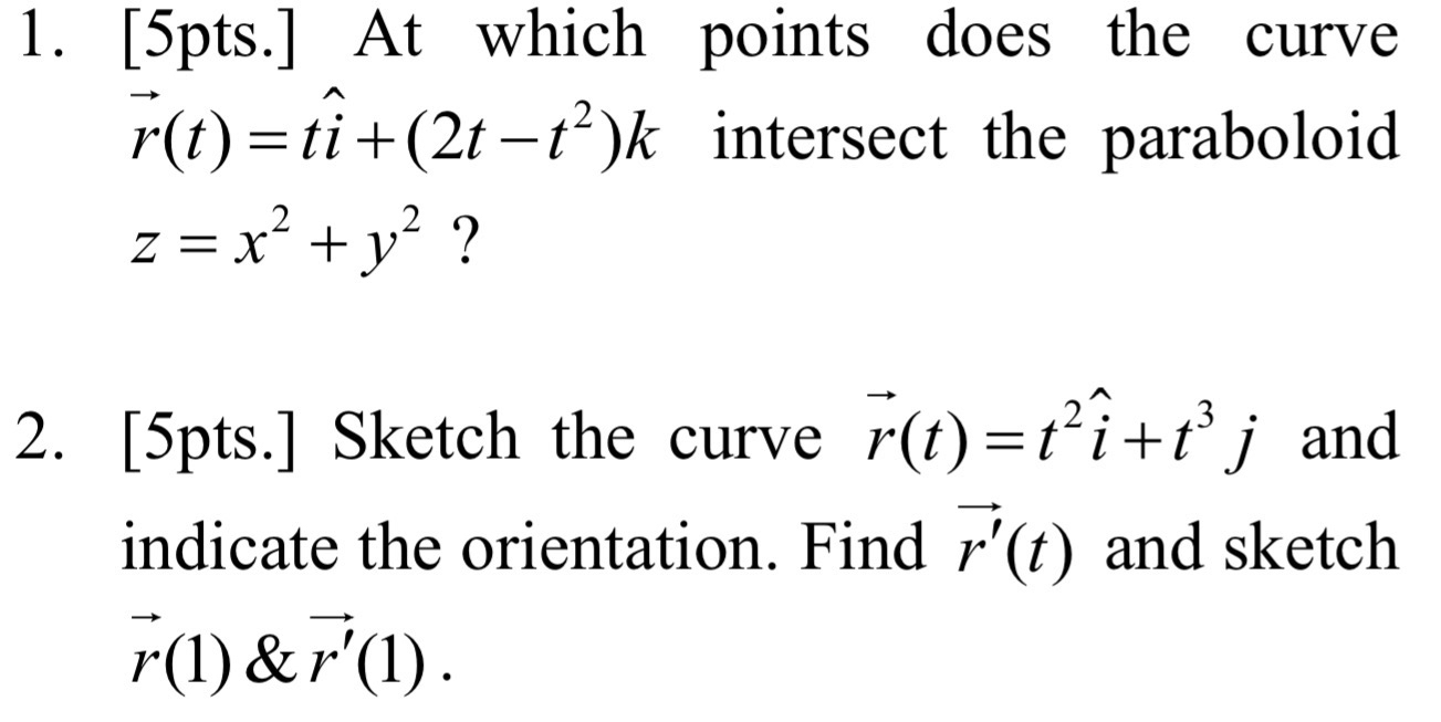 [ 5 pts . ] At which points does the curve vec (