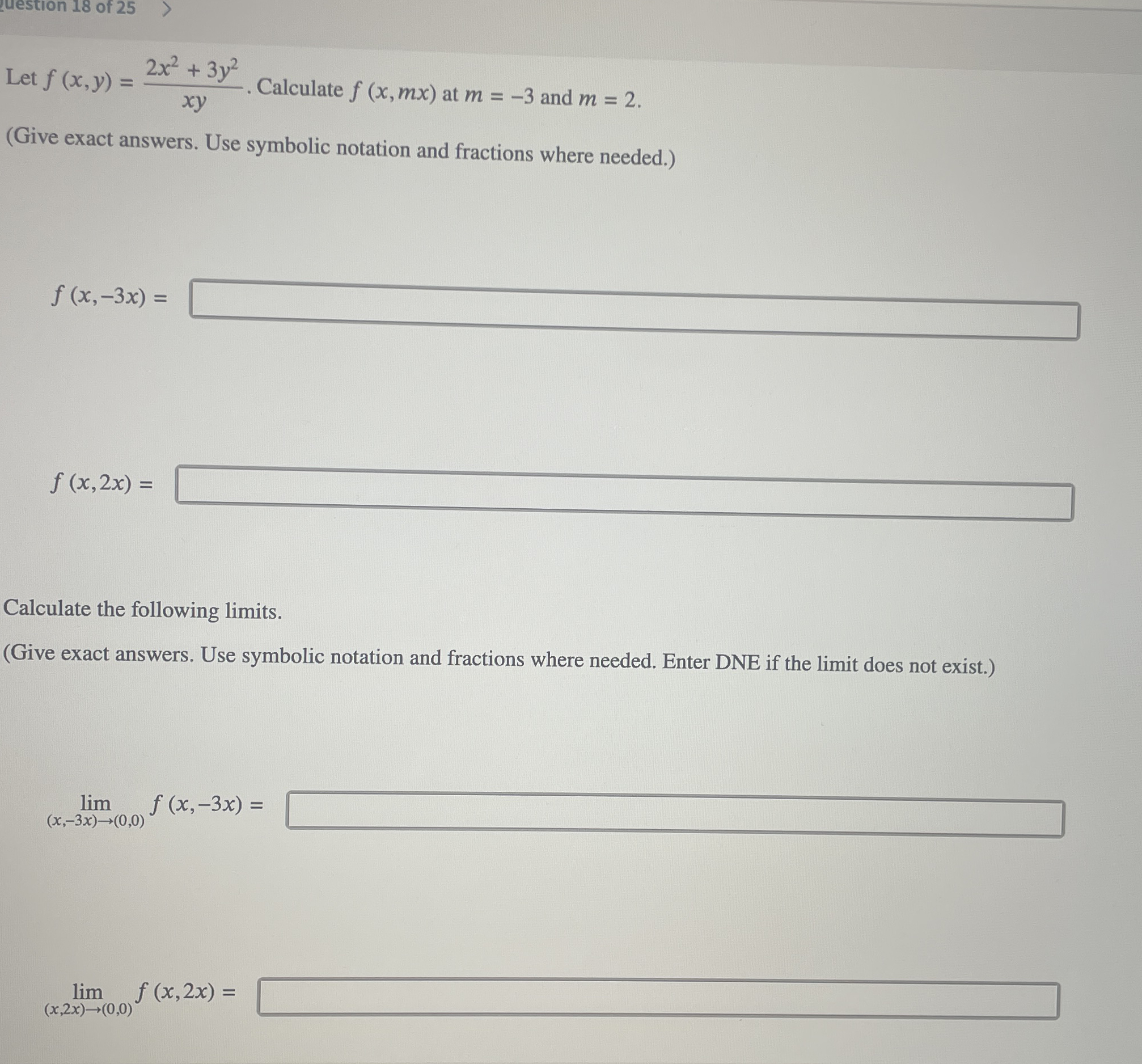 uestion 1 8 of 2 5 Let f ( x , y ) = 2 x 2 3 y 2