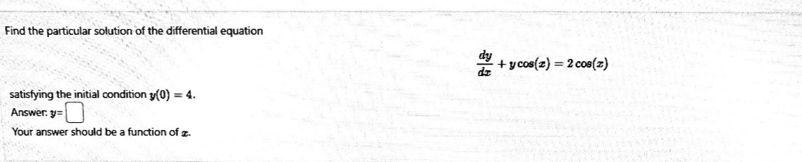 Find the particular solution of the differential