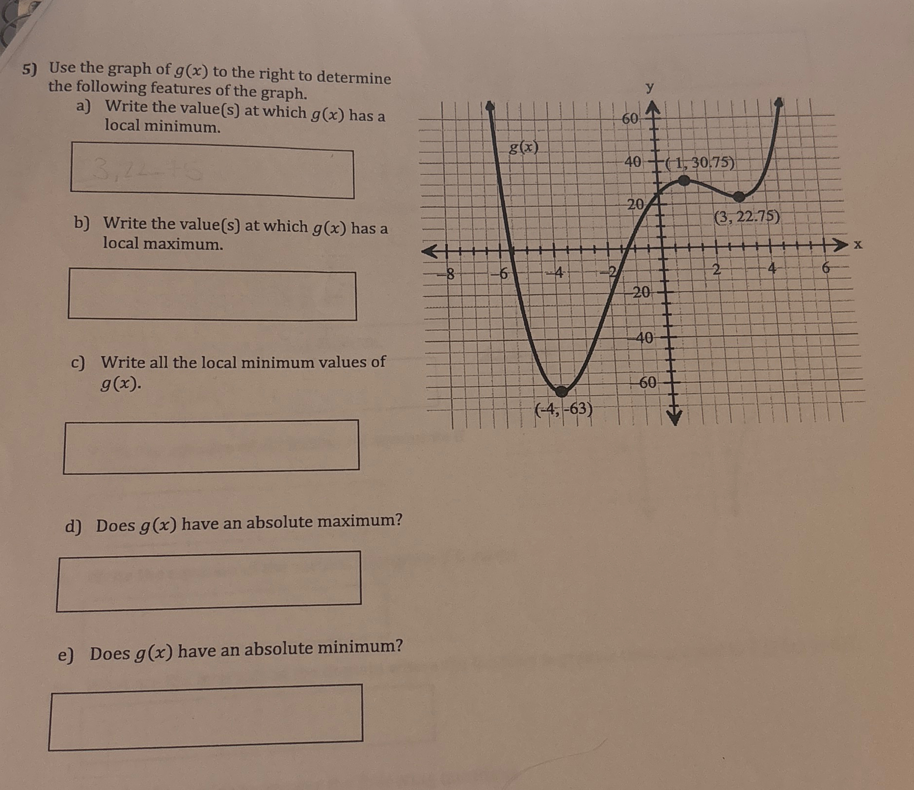 Use the graph of g ( x ) to the right to