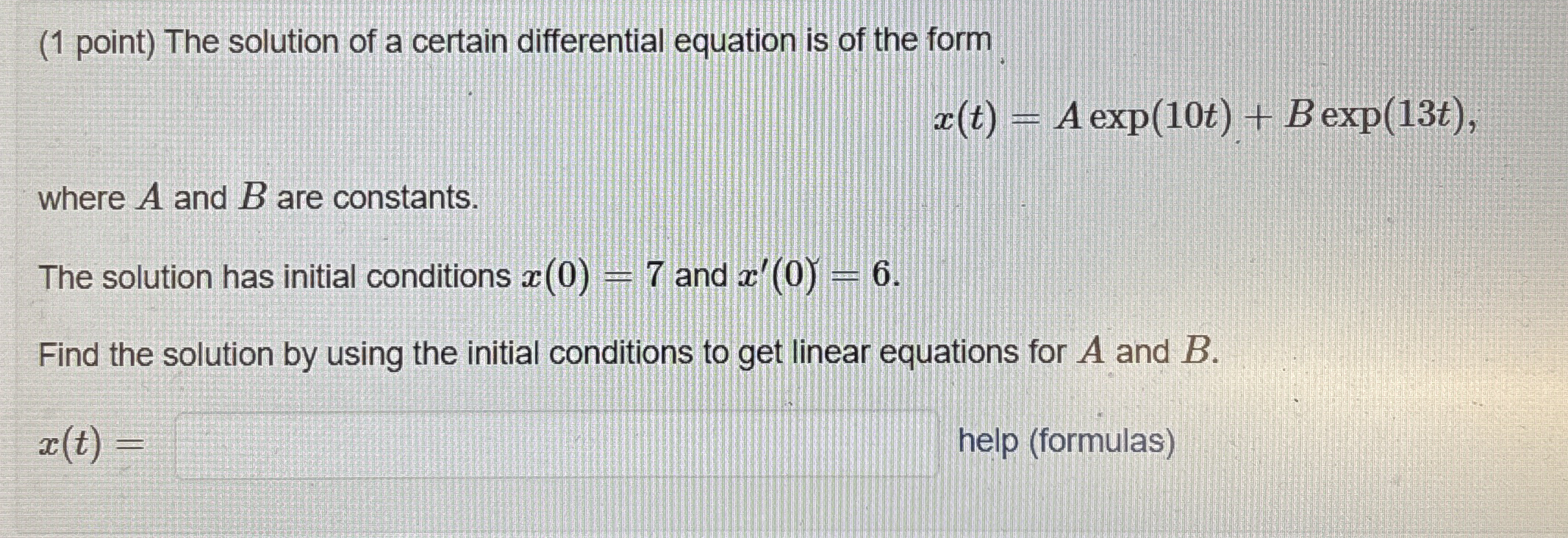 ( 1 point ) The solution of a certain