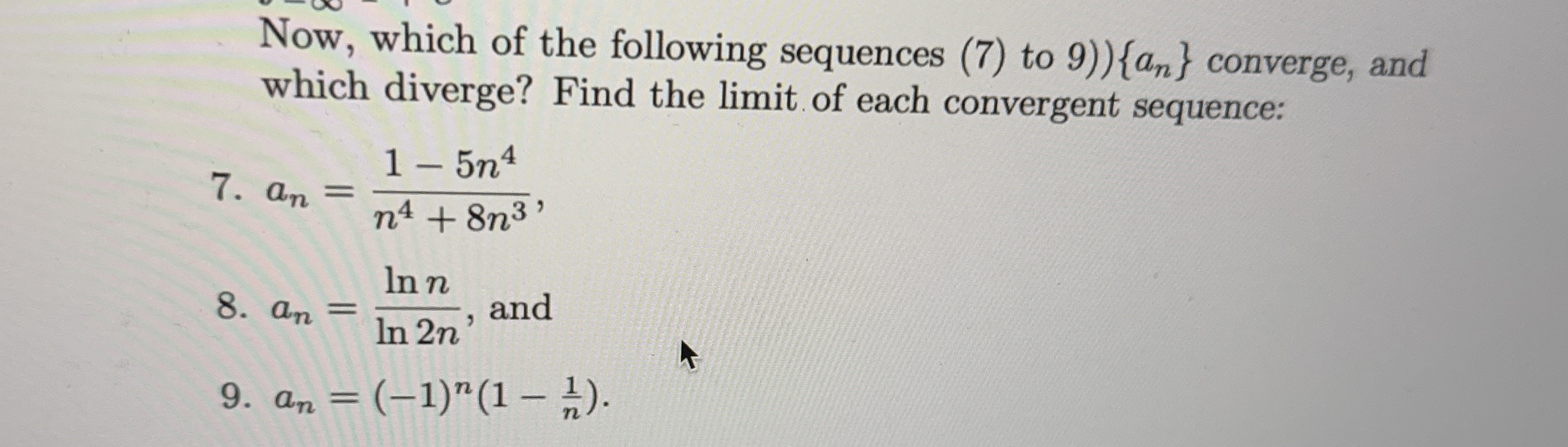 Now, which of the following sequences ( 7 ) to 9