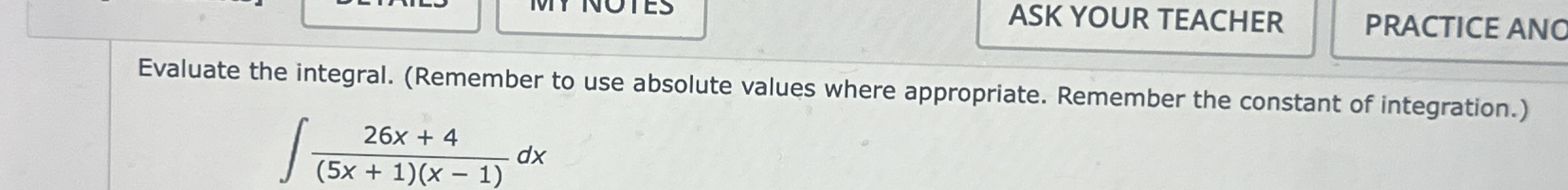 ASK YOUR TEACHER PRACTICE ANO Evaluate the