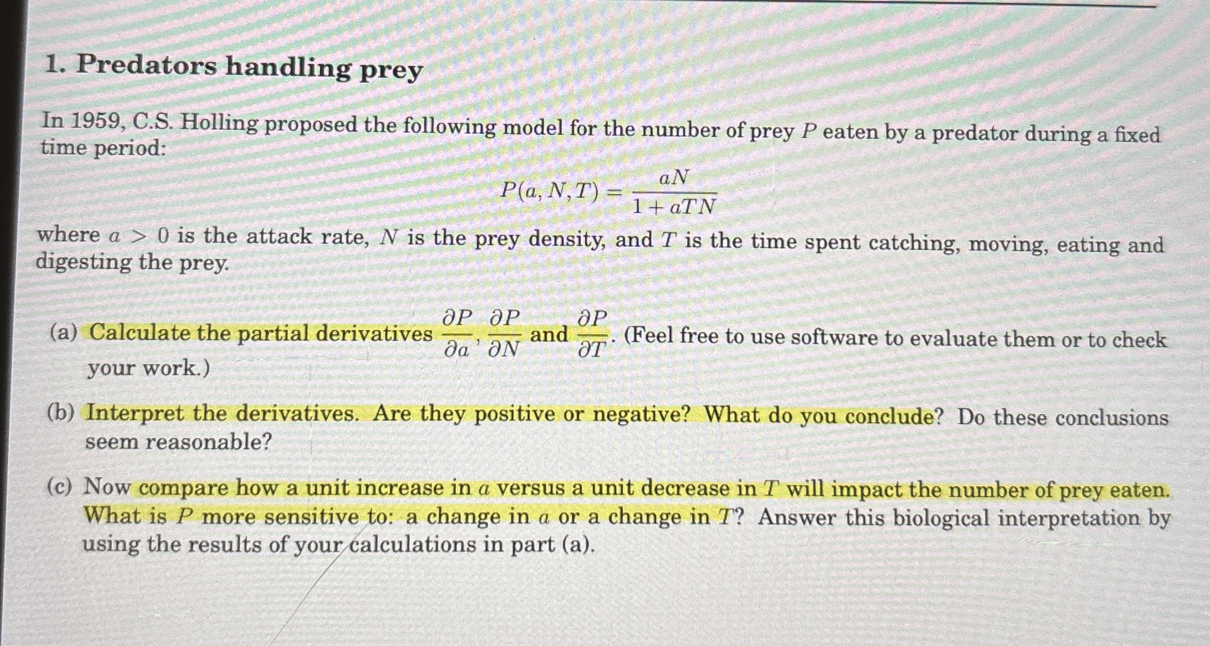 Predators handling prey In 1 9 5 9 , C . S .