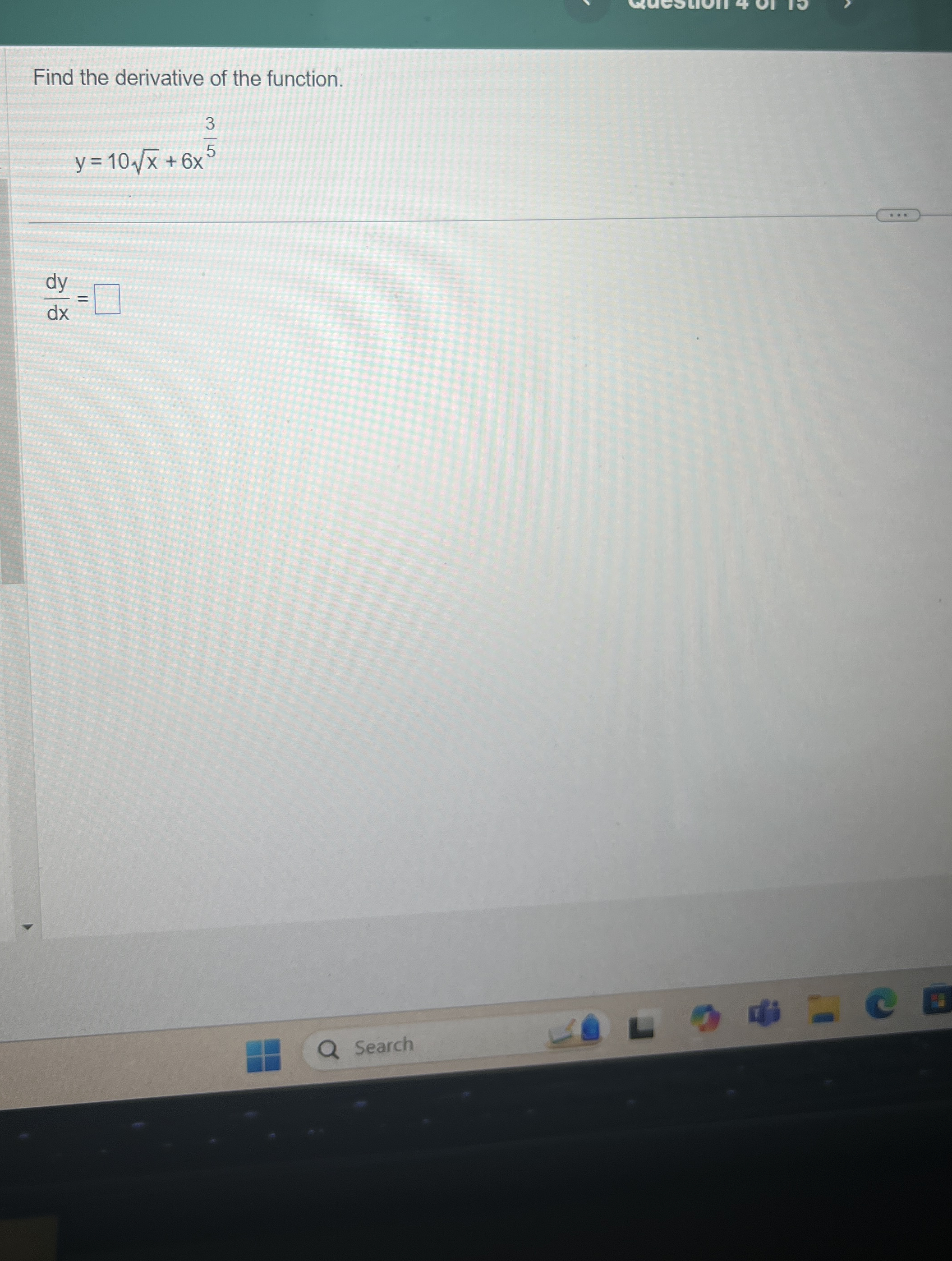 Find the derivative of the function. y = 1 0 x 2