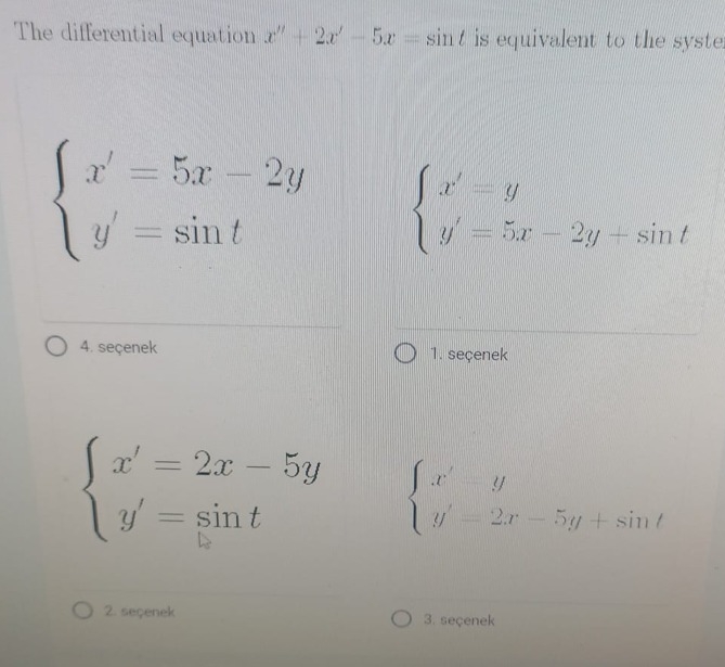 The differential equation x ' ' + 2 x ' - 5 x = s
