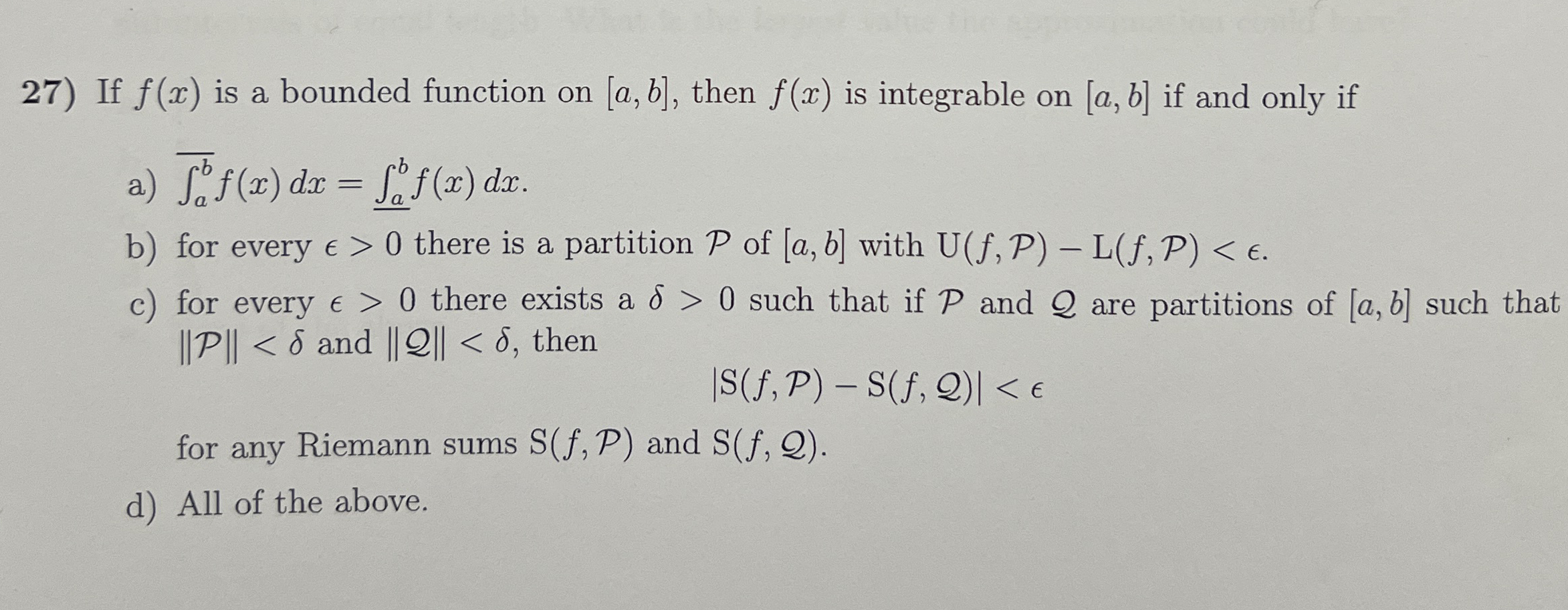 If f ( x ) is a bounded function on a , b , then