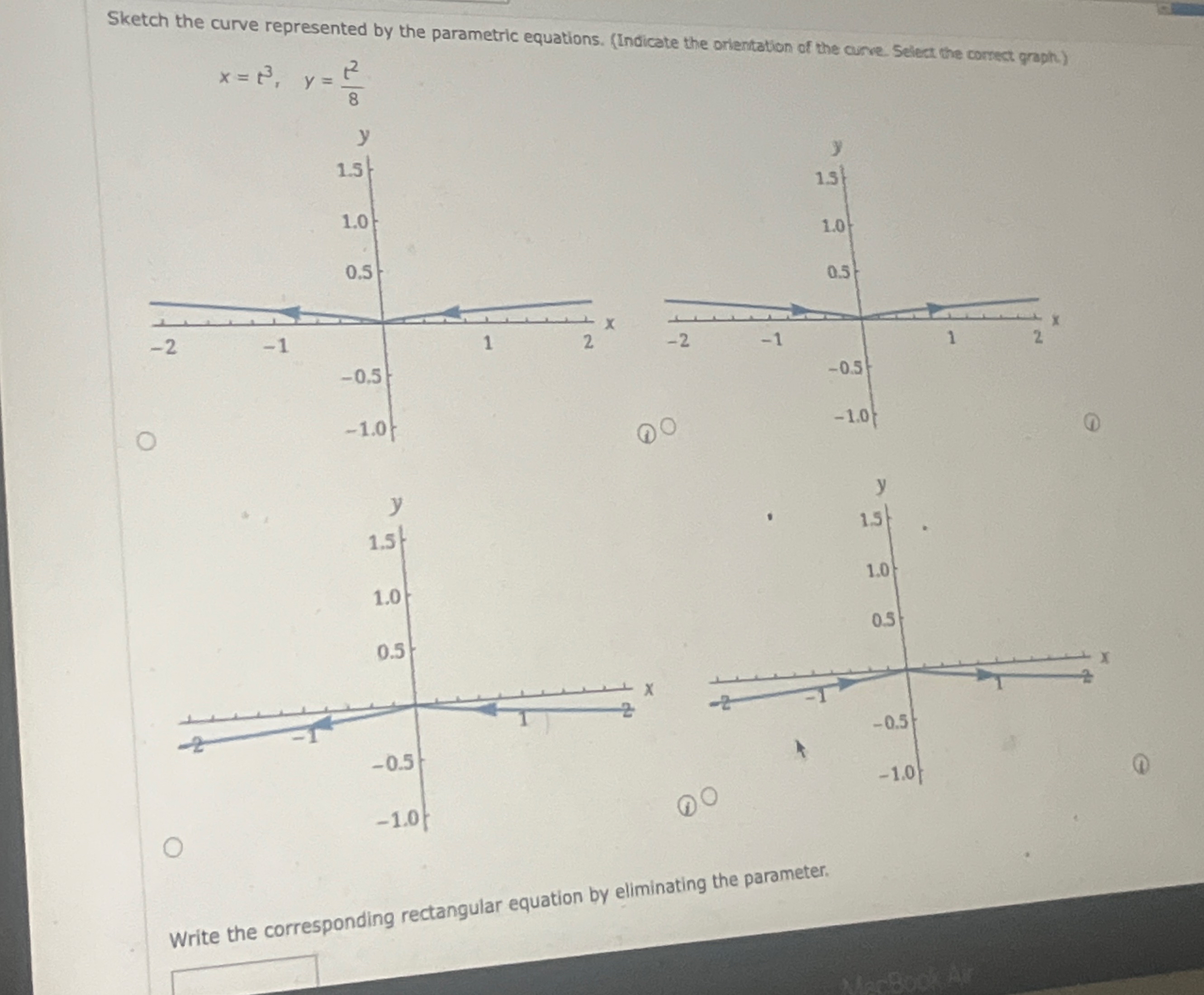 Sketch the curve represented by the parametric