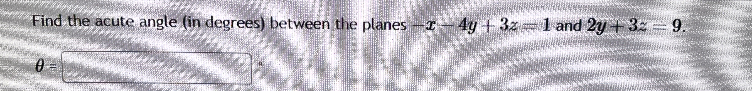 Find the acute angle ( in degrees ) between the