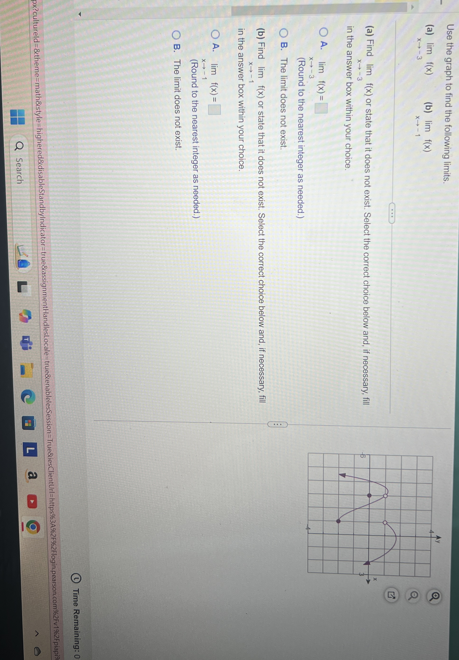 Use the graph to find the following limits . ( a