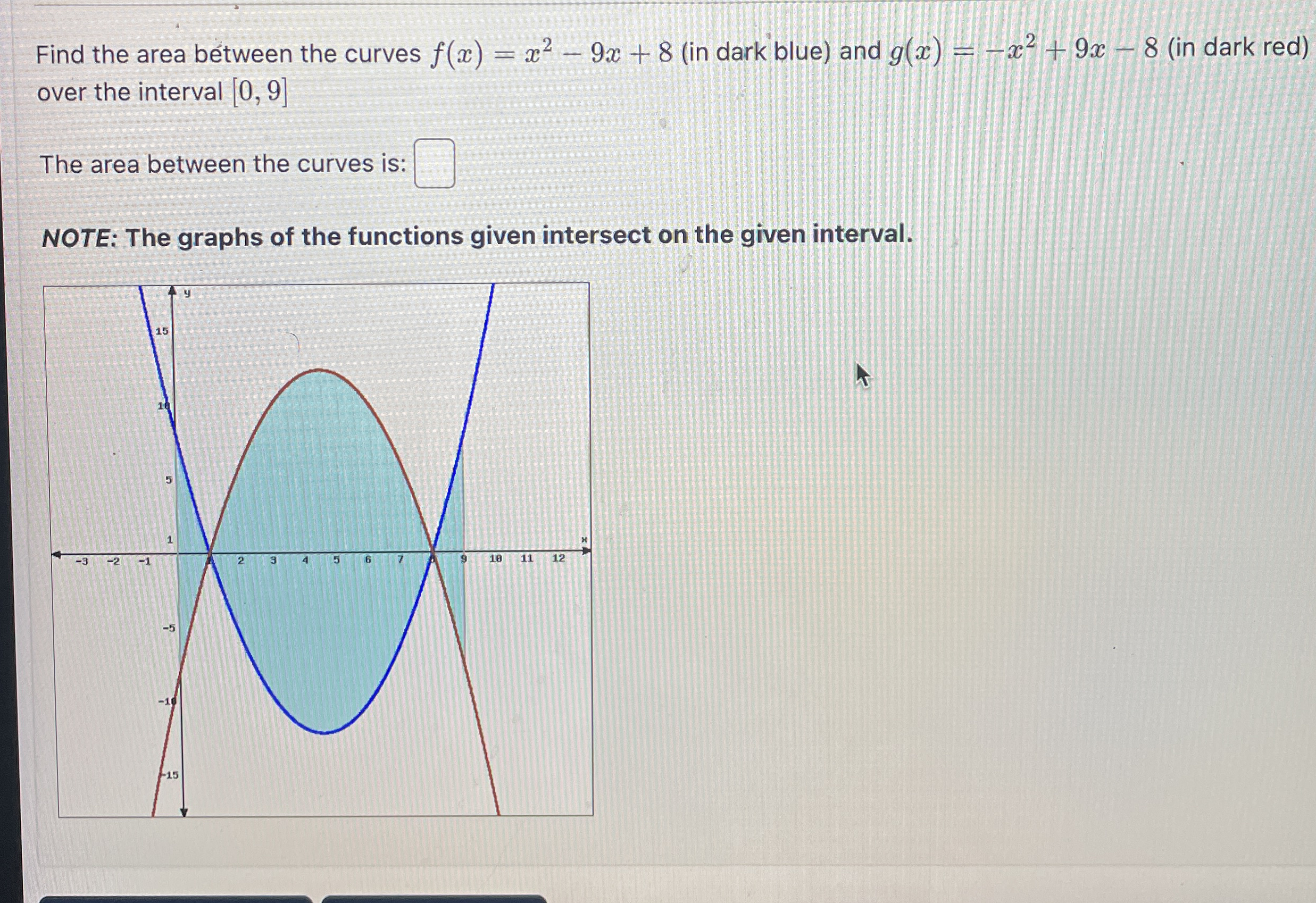 Find the area between the curves f ( x ) = x 2 -