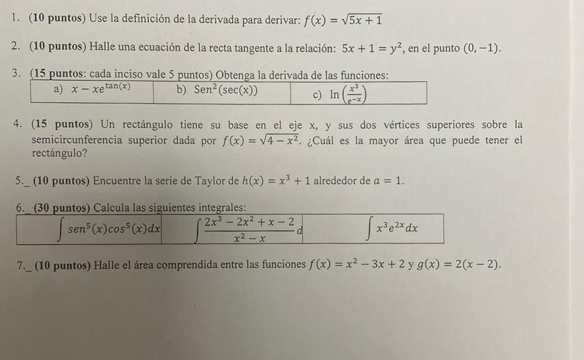 ( 1 0 puntos ) Use la definici n de la derivada