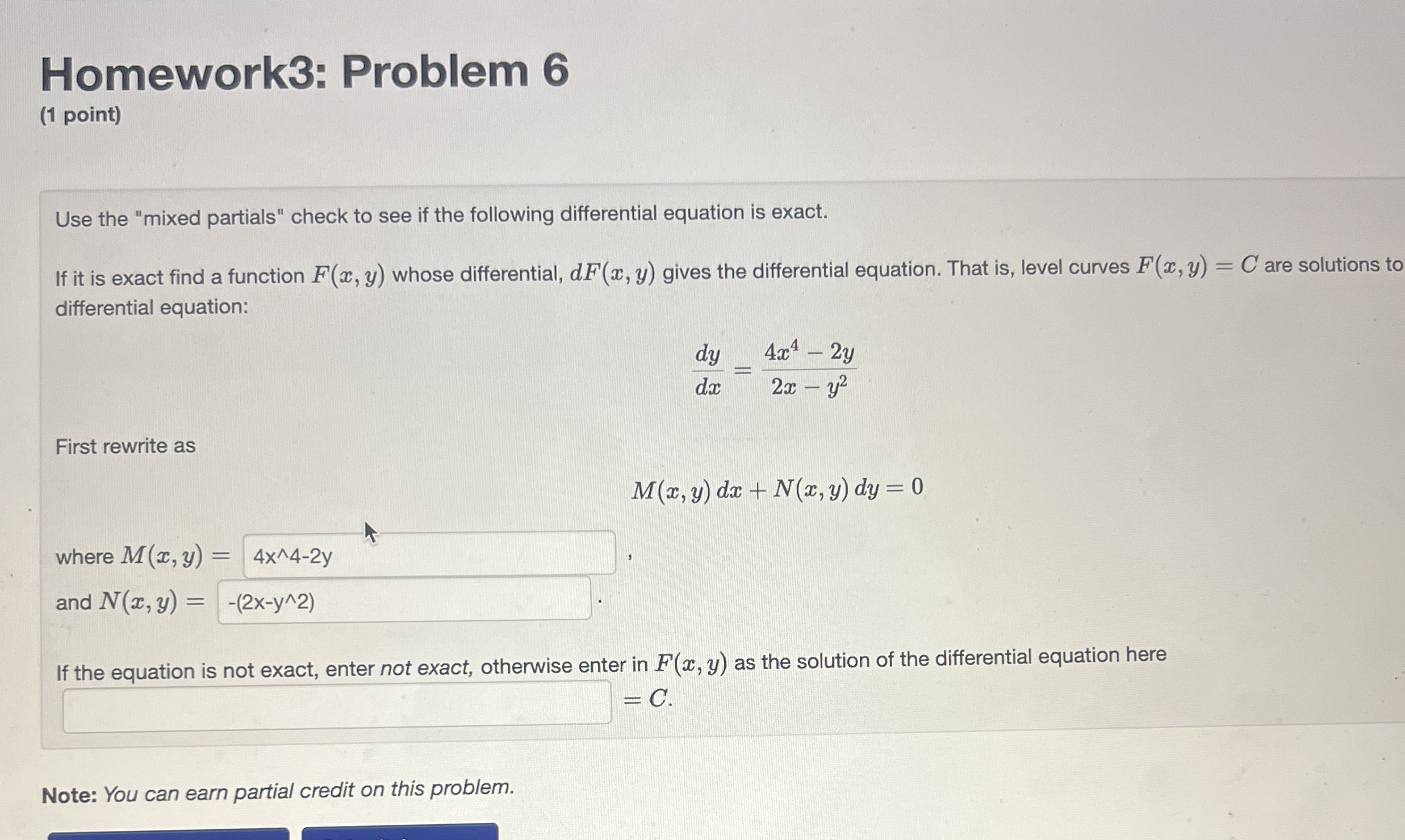 Homework 3 : Problem 6 ( 1 point ) Use the "mixed