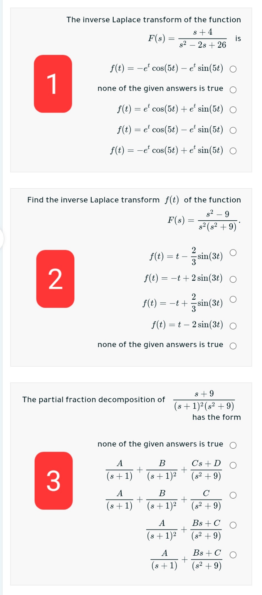 The inverse Laplace transform of the function F (