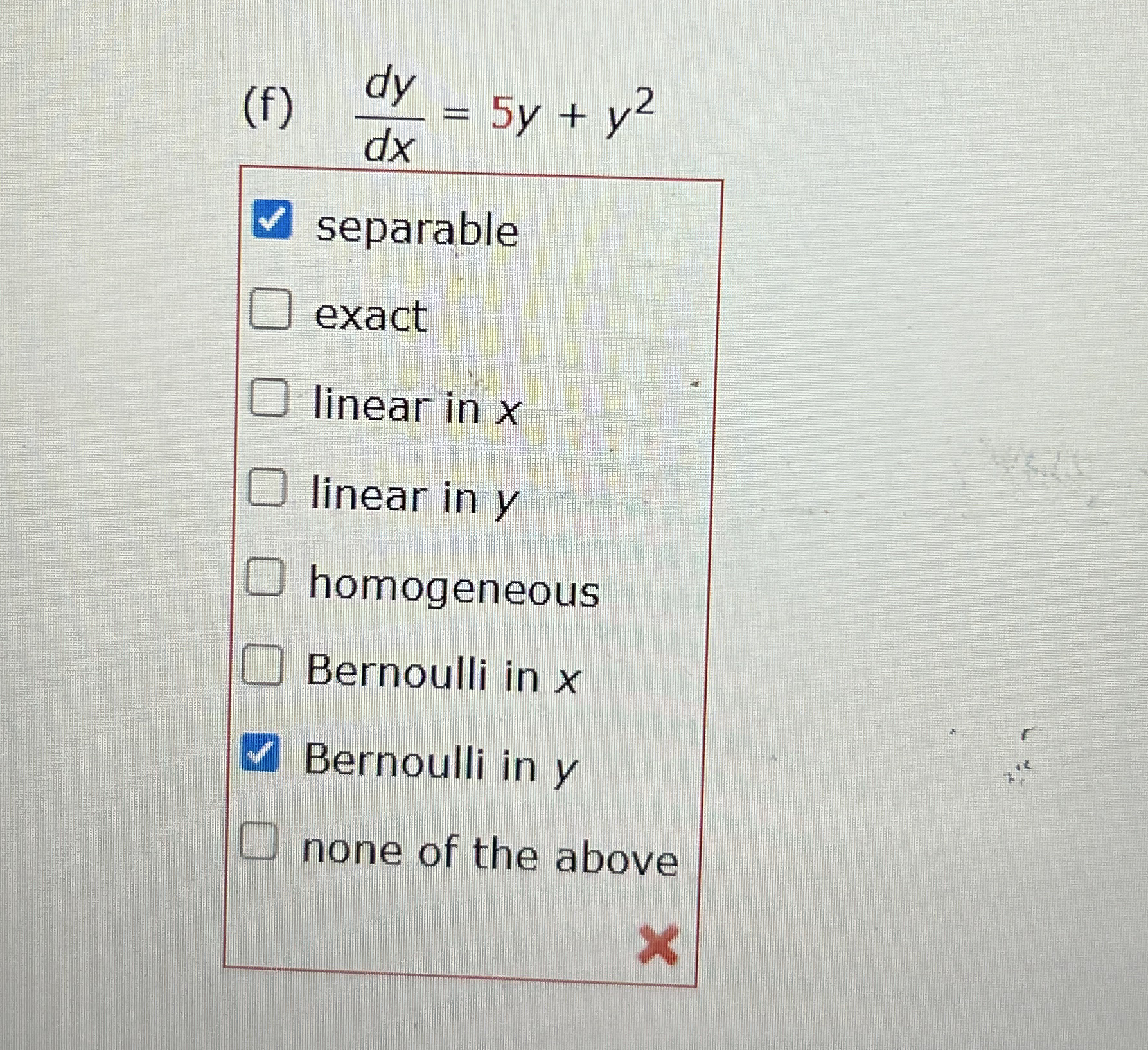 ( f ) d y d x = 5 y y 2