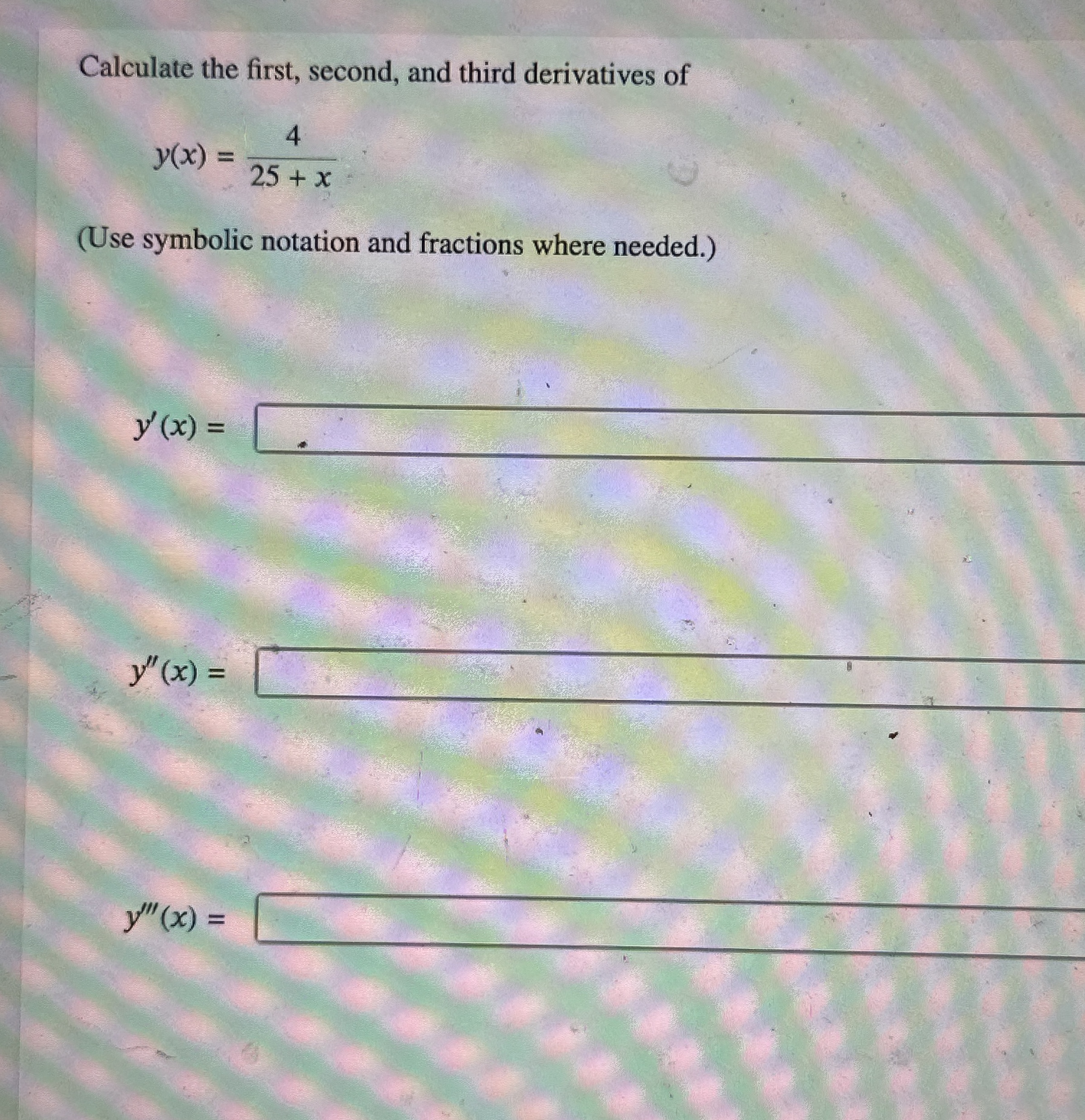 Calculate the first, second, and third