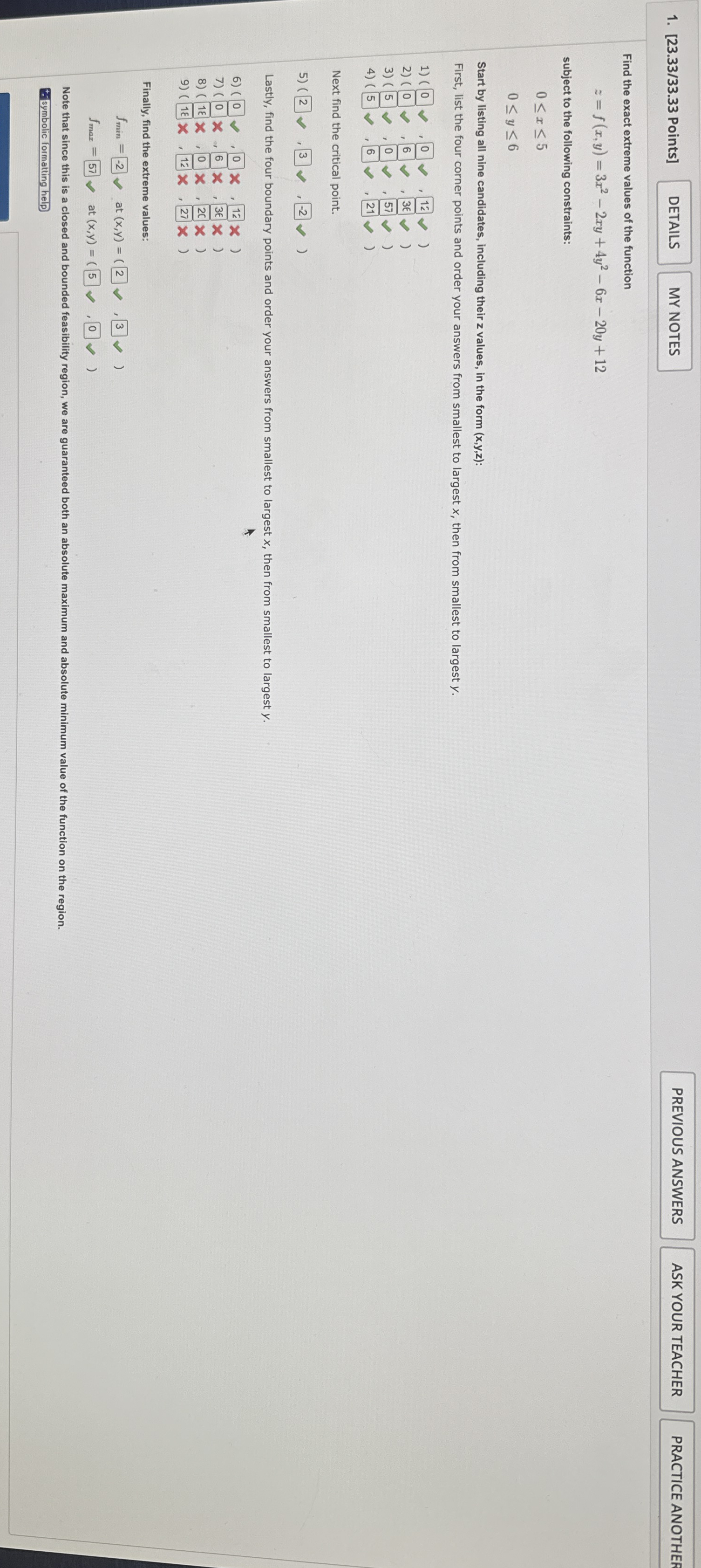 [ 2 3 . 3 3 / 3 3 . 3 3 Points ] Find the exact