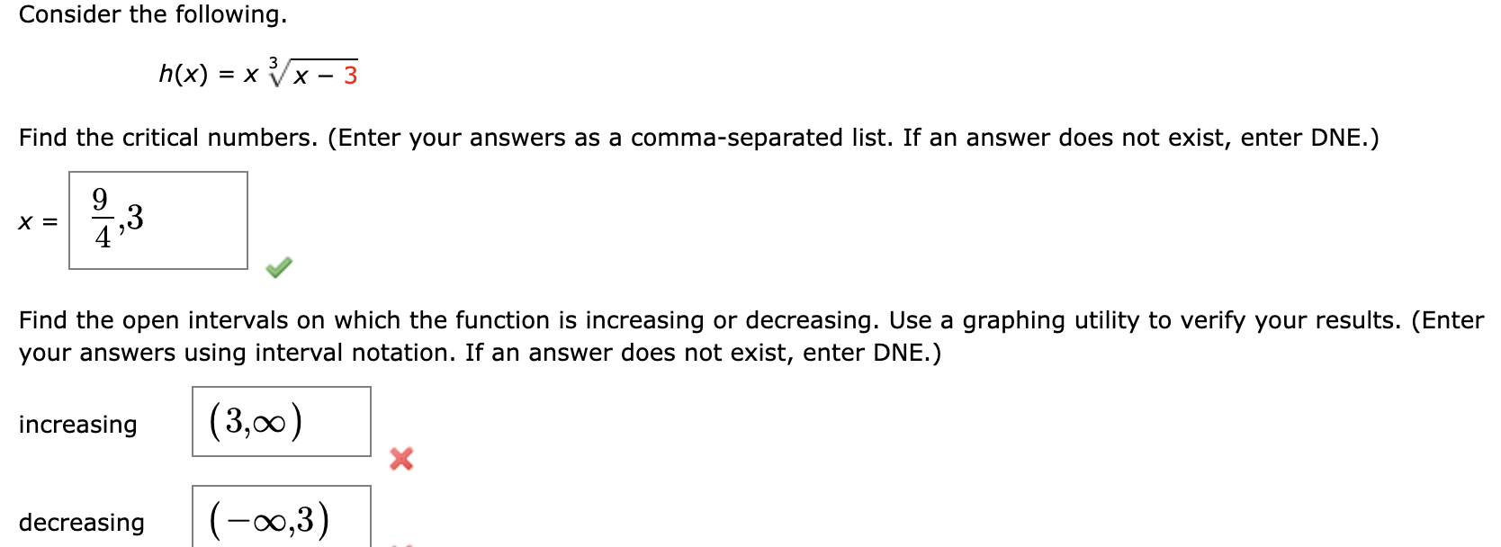 Consider the following. \ [ h ( x ) = x \ sqrt [