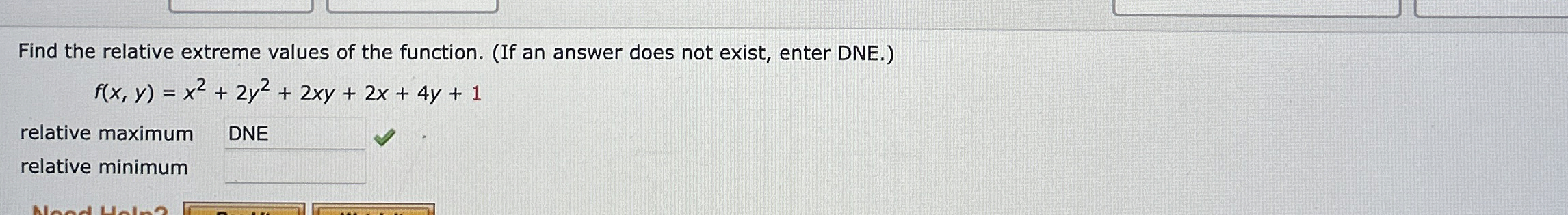 Find the relative extreme values of the function.