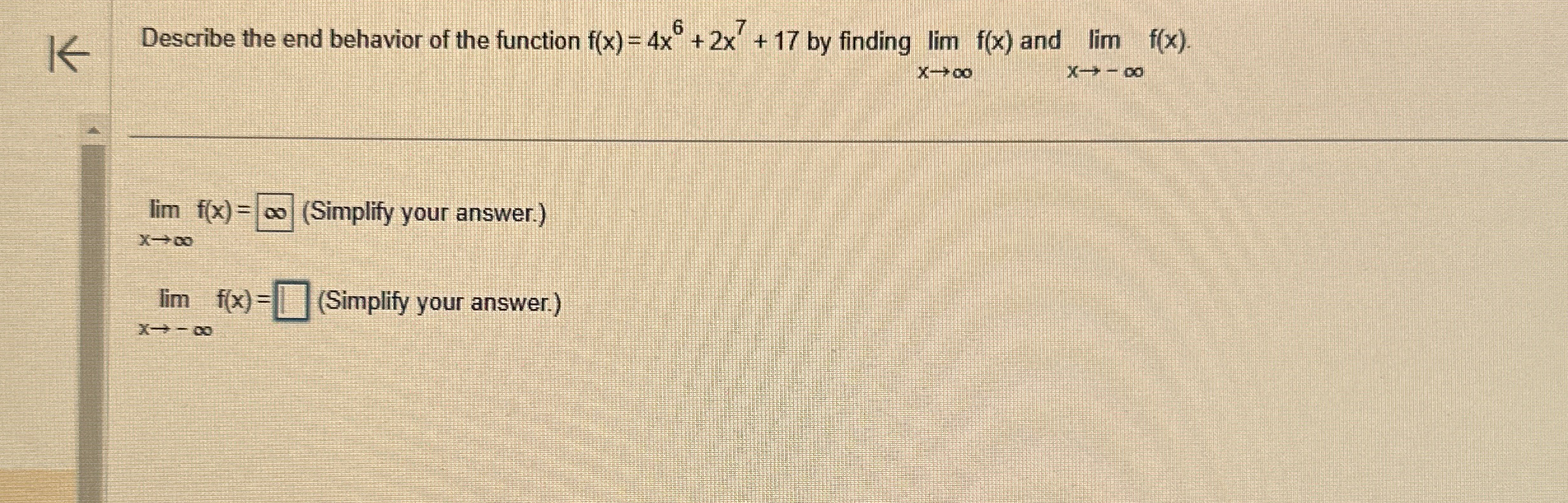 Describe the end behavior of the function f ( x )