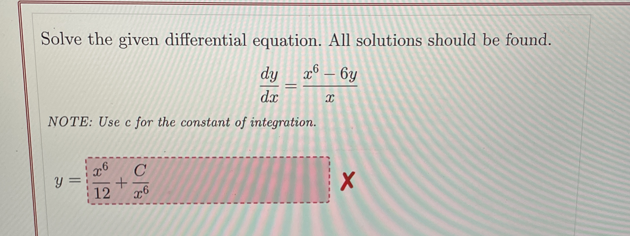 Solve the given differential equation. All