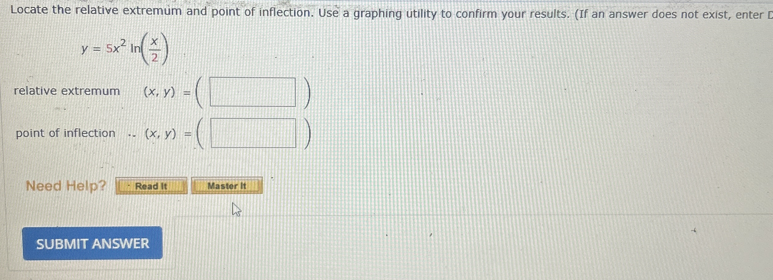 Locate the relative extremum and point of