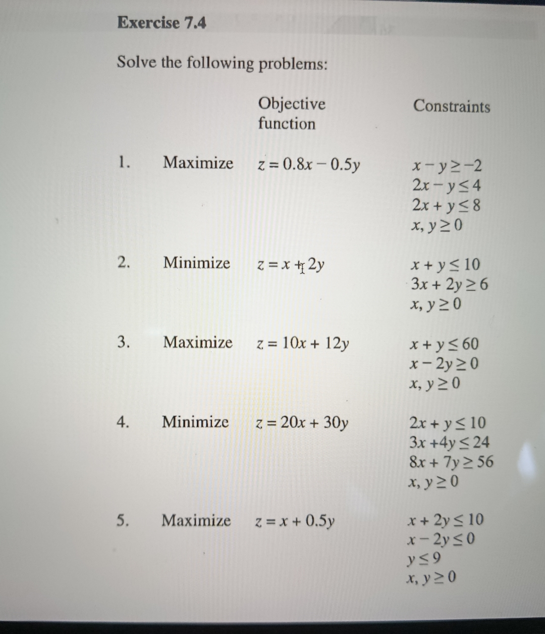 Exercise 7 . 4 ( 5 ) Solve the following