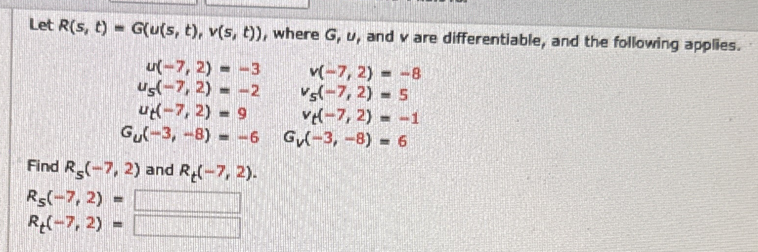 Let R ( s , t ) = G ( u ( s , t ) , v ( s , t ) )