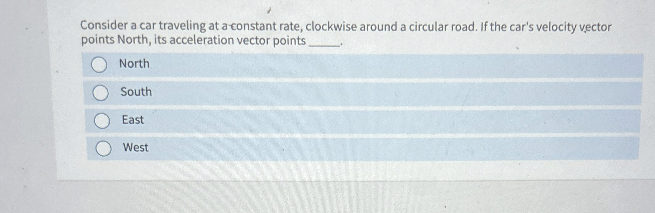 Consider a car traveling at aconstant rate,